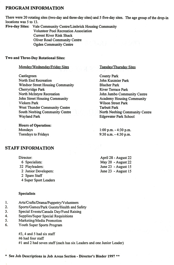 A typed document detailing the 1997 annual report