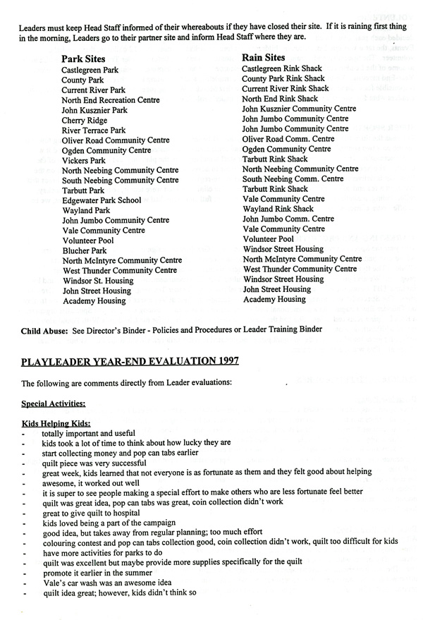 A typed document detailing the 1997 annual report