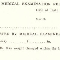 A cut out section of the medical exam questionnaire 