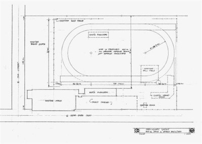 A handrawn site map showing a design for a new track for running