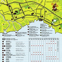 A coloured map of the location of venues across the city 