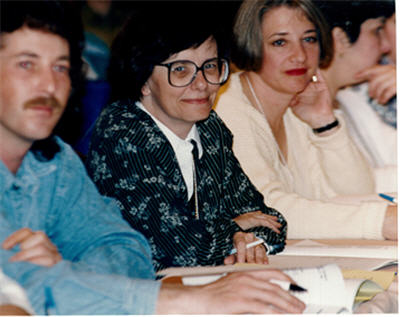 Judith Mongrain sitting at a table