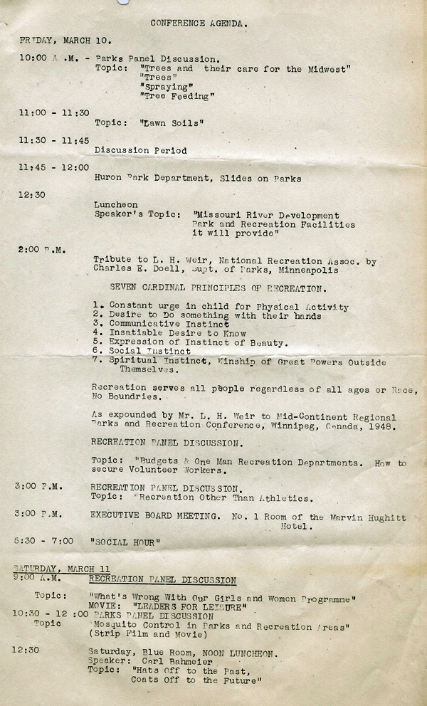 A typed document detailing the proceedings of the Mid-Continent Conference