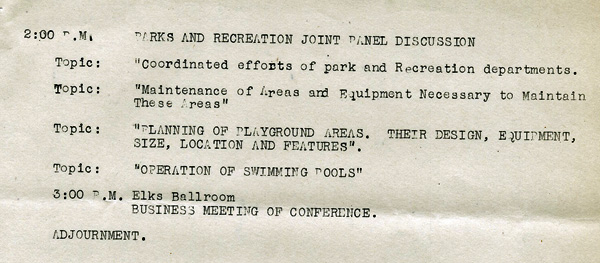 A typed document detailing the proceedings of the Mid-Continent Conference