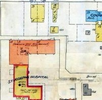 A cut out section of a map showing the location of City Hall