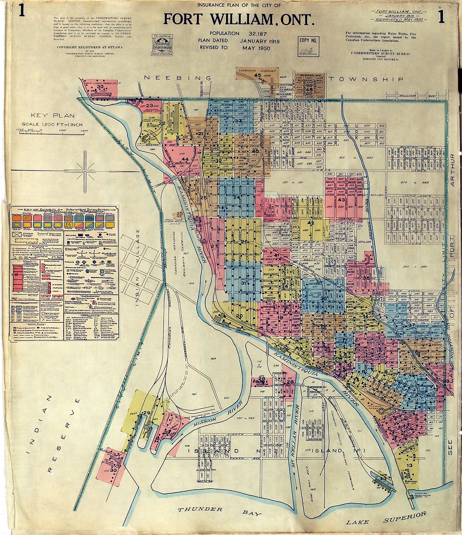 A coloured map detailing the city of Fort Williams Roads and Houses