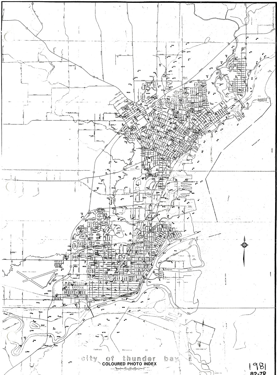 A map showing all major landmarks in the City of Thunder Bay