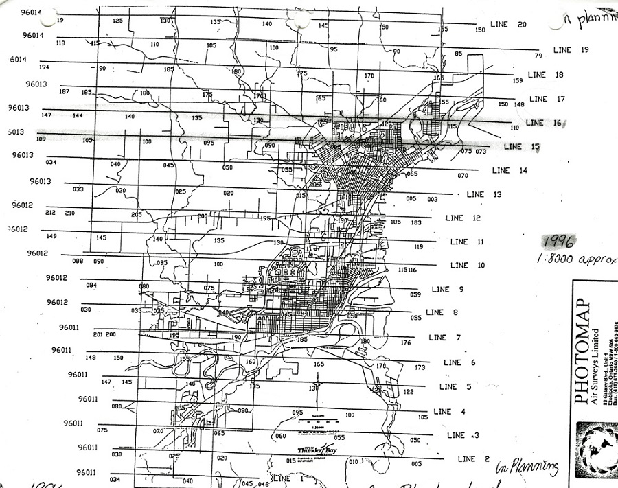 A map showing the roads and streets in the City of Thunder Bay 