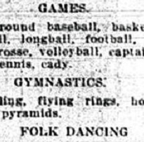 A typed black and white newspaper clipping detailing games