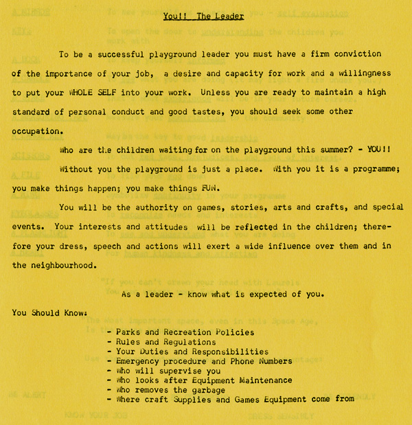 A yellow typed sheet with "You!! the Leader" as the heading