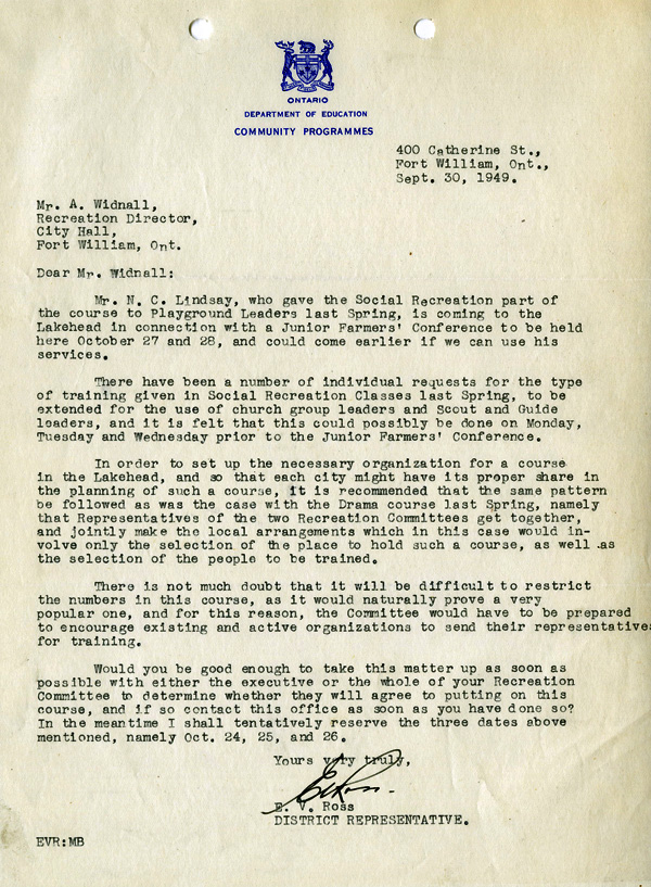 A typed document on official letterhead from the Department of Education