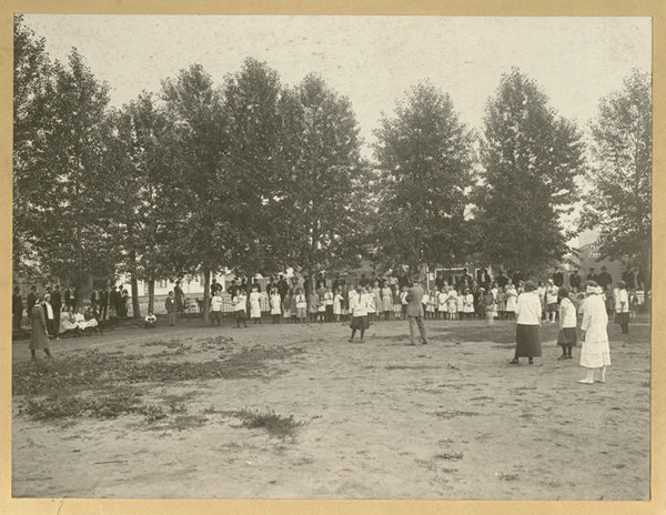 Girls playing baseball
