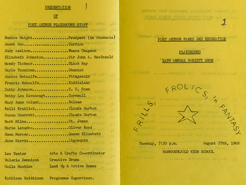 A yellow pamphlet with typed writing