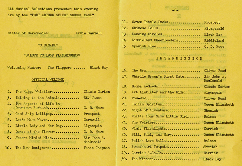 A yellow pamhplet with typed text 