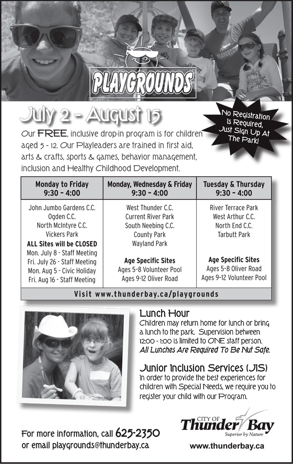 pamphlet of children in a park with typed text 
