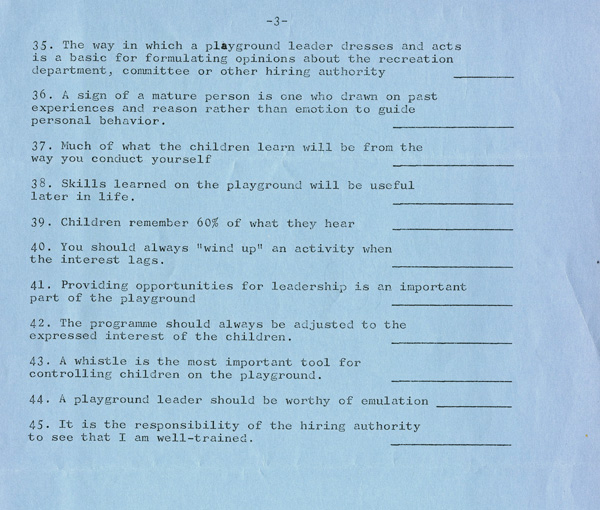A blue paper with typed writing 