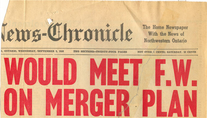 The front page of a newspaper with bold red and black writing