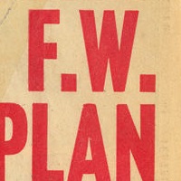 Red wording on a beige background cut from a newspaper article