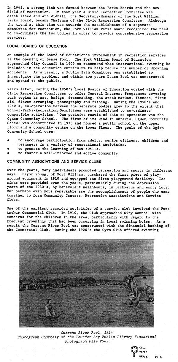 A typed document detailing a short history of playgrounds