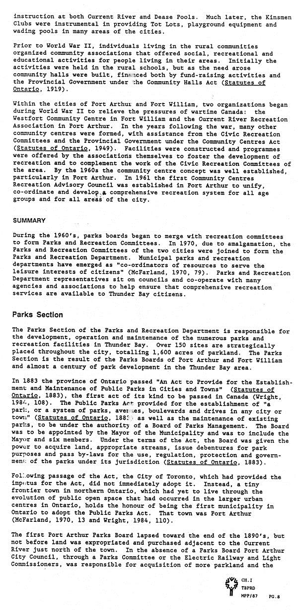 A typed document detailing a short history of playgrounds