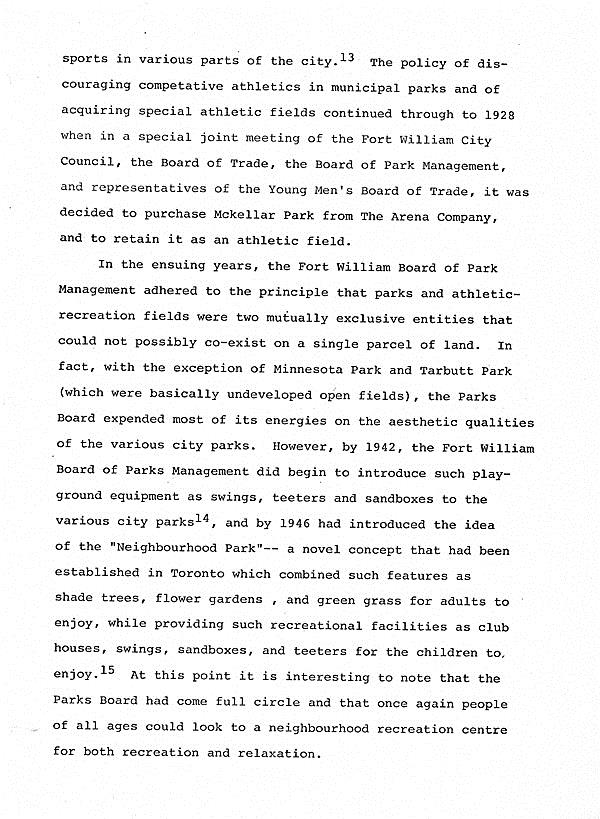 A typed document detailing a short history of playgrounds