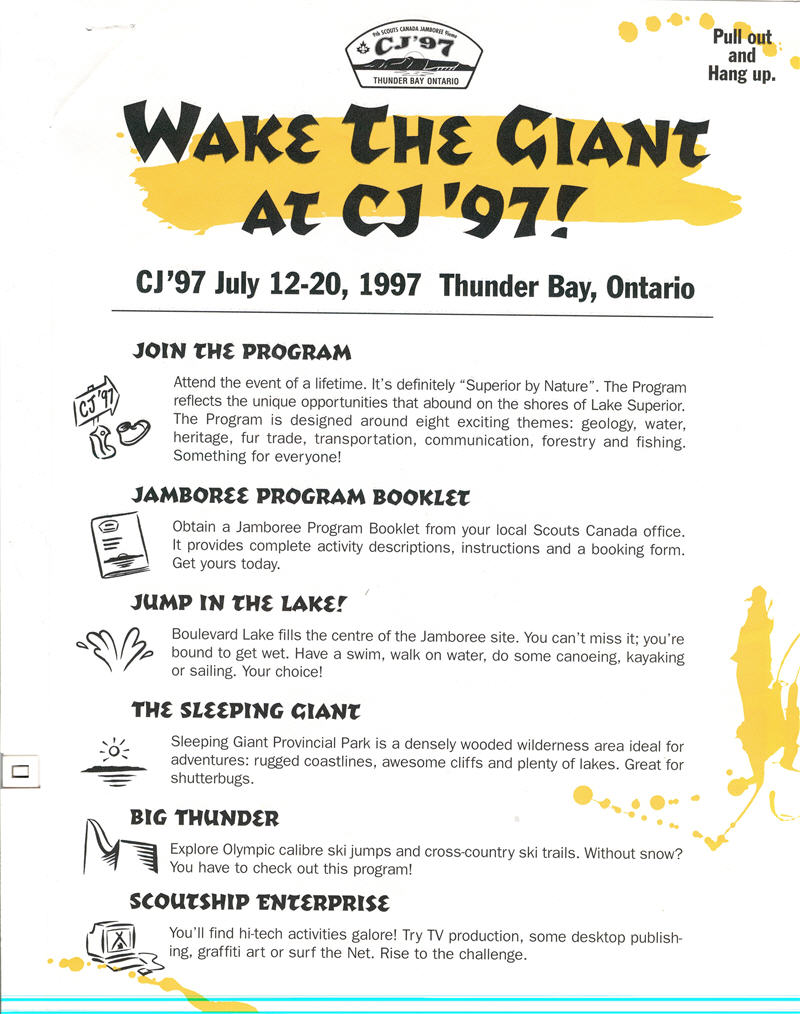 A typed booklet with activities listed for the Scouts