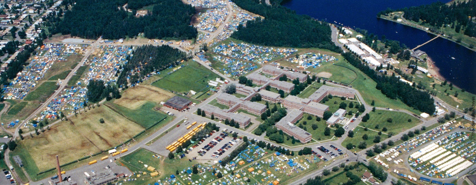 aerial shot of scouts camping in Thunder Bay 