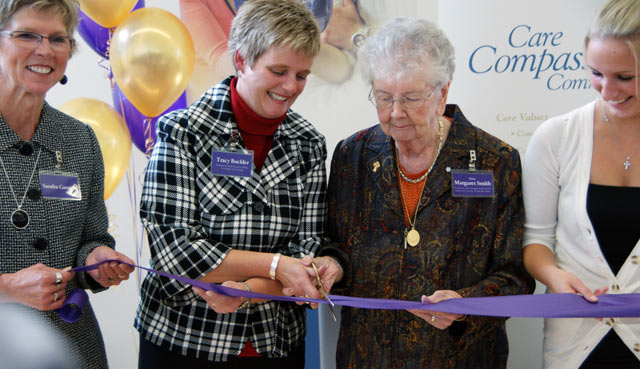 Sister Margaret Smith at a ribbon cutting ceremony