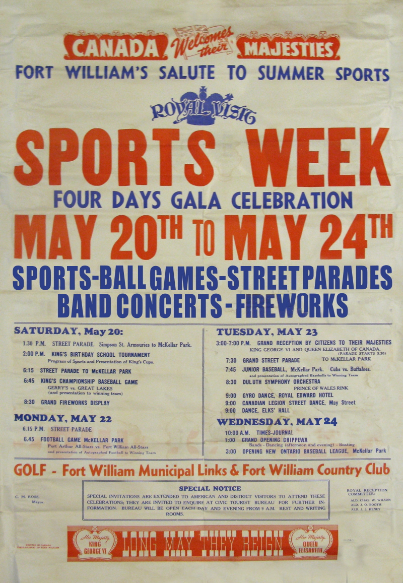 A poster with red, black and blue writing detailing a sports week