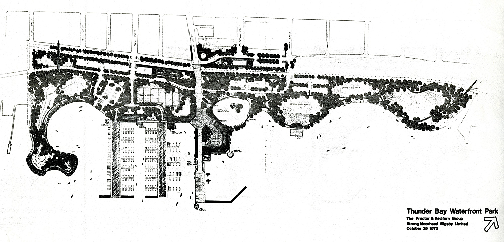 A drawing of the final stage showing development and flora