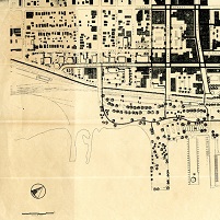 A cut out section of a map of the Thunder Bay Waterfront