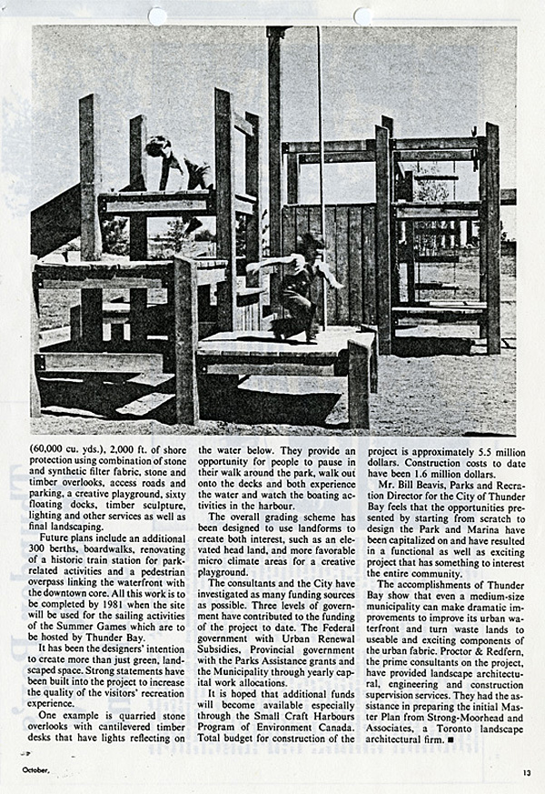 A newspaper article with photograph showing a play structure