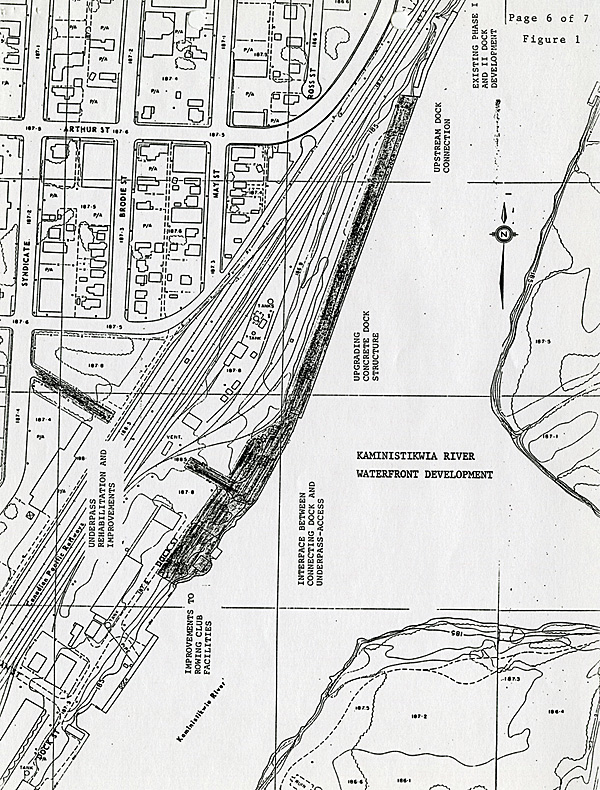 A map showing the Thunder Bay waterfront and surrounding area