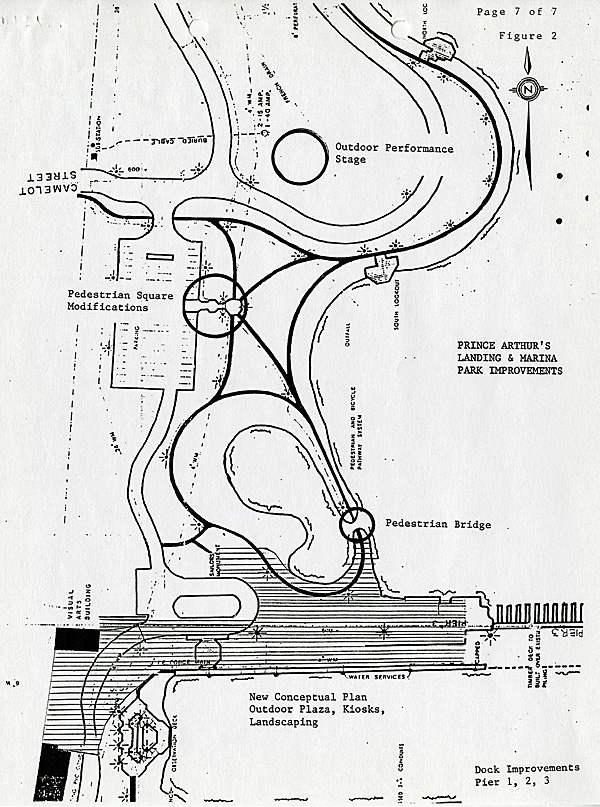a map showing the Thunder Bay waterfront and surrounding area