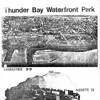 poster advertising the waterfront with aerial photo of waterfront