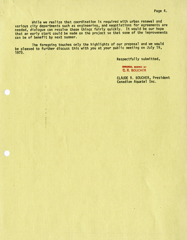 A typed document on yellow paper with black lettering 
