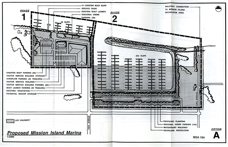 A map of the Thunder Bay waterfront outlining phases of development