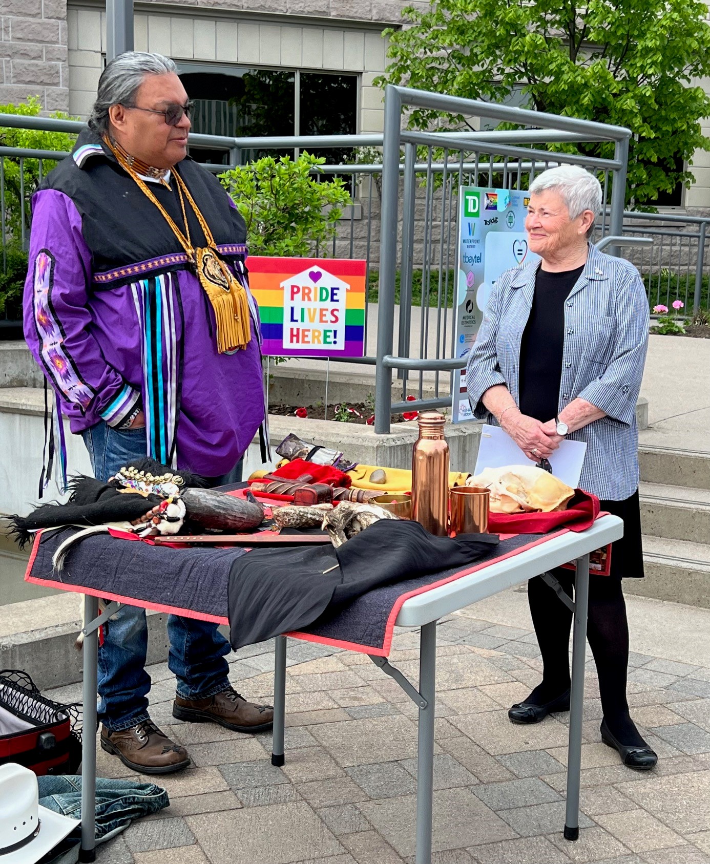 Rebecca Johnson participating in a Pride event at City Hall
