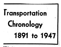 A poster titled transportation chronology 1891-1947