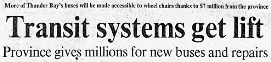 A newspaper headline details accessibility changes in the transit system 