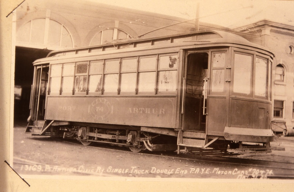 a Port Arthur streetcar leaving the Cumberland car barns