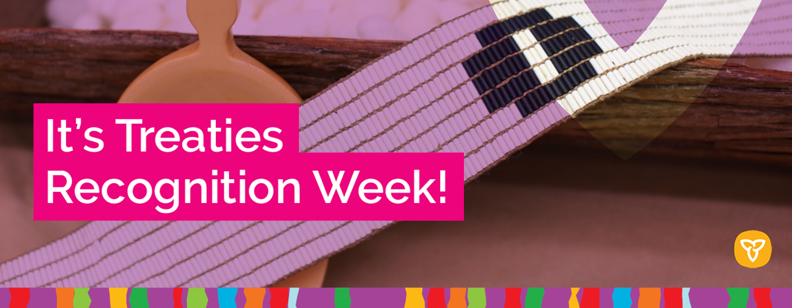 logo that reads "It's Treaties Recognition Week!" with Wampum Belt