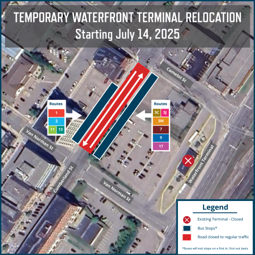 Image of the temporary waterfrant bus terminal location