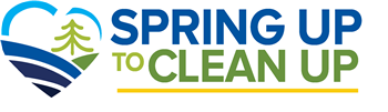 Spring Up to Clean Up logo with heart, land and tree