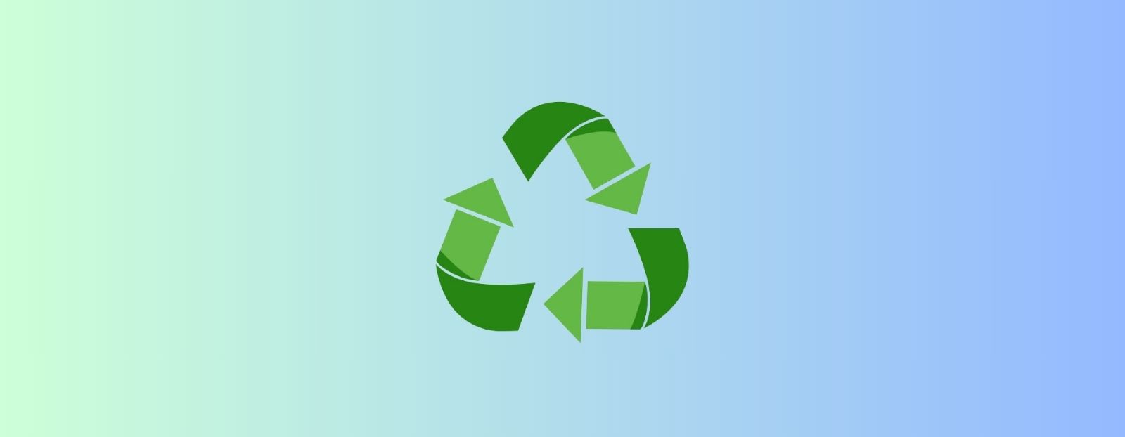 green recycling symbol on a coloured background