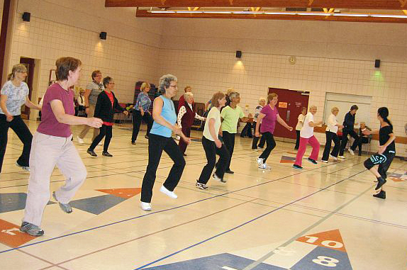 Older adults taking a fitness course