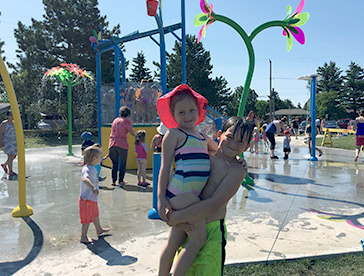 Kids playing at North End Park Splash Pad