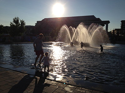 People playing at Marina Park Splash Pad