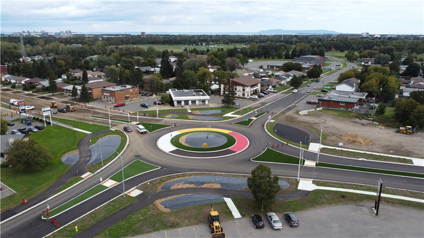roundabout nearing completion in construction