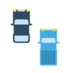 Graphic showing two vehicles driving 
